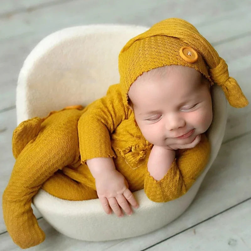 Knitted Newborn Sleepy Baby Romper for Photoshoot