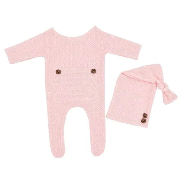 Knitted Newborn Sleepy Baby Romper for Photoshoot