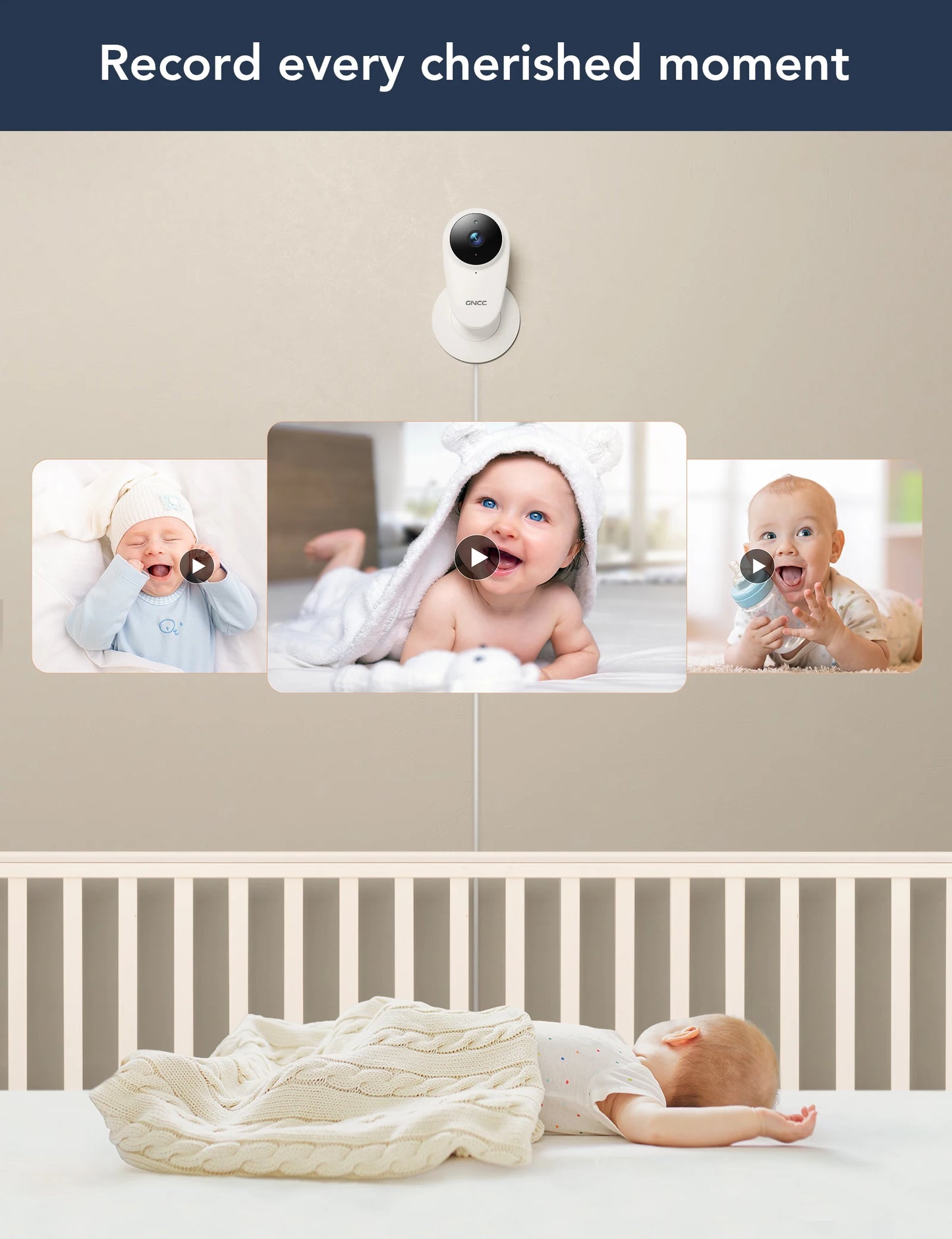 GNCC C1Pro 2k Smart Wifi Baby Monitor Motion/Sound Detection Camera