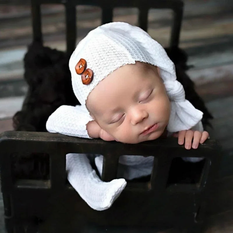 Knitted Newborn Sleepy Baby Romper for Photoshoot