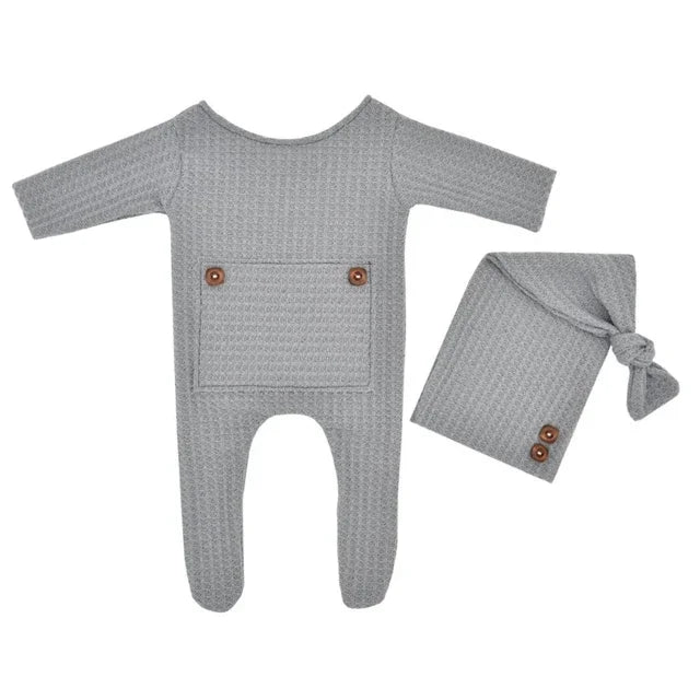 Knitted Newborn Sleepy Baby Romper for Photoshoot