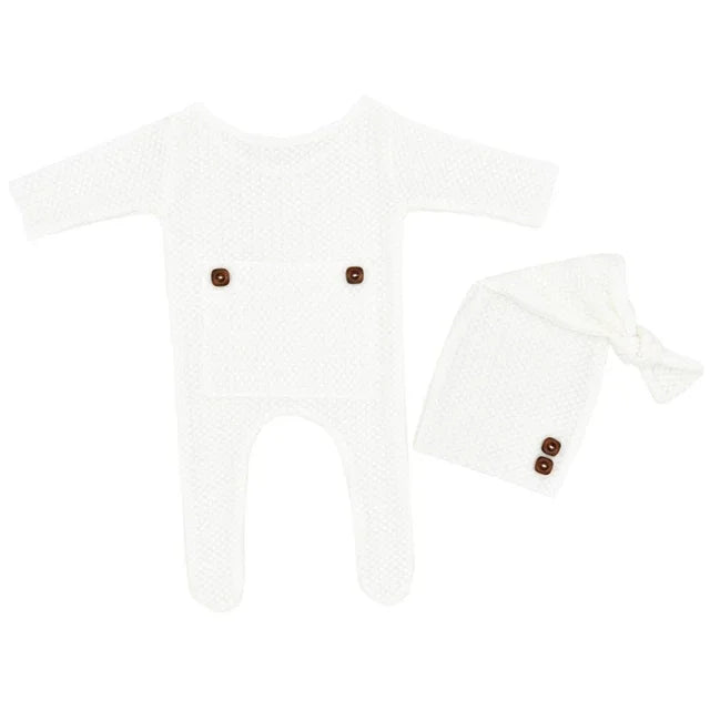 Knitted Newborn Sleepy Baby Romper for Photoshoot