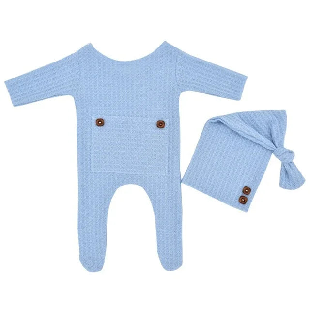 Knitted Newborn Sleepy Baby Romper for Photoshoot