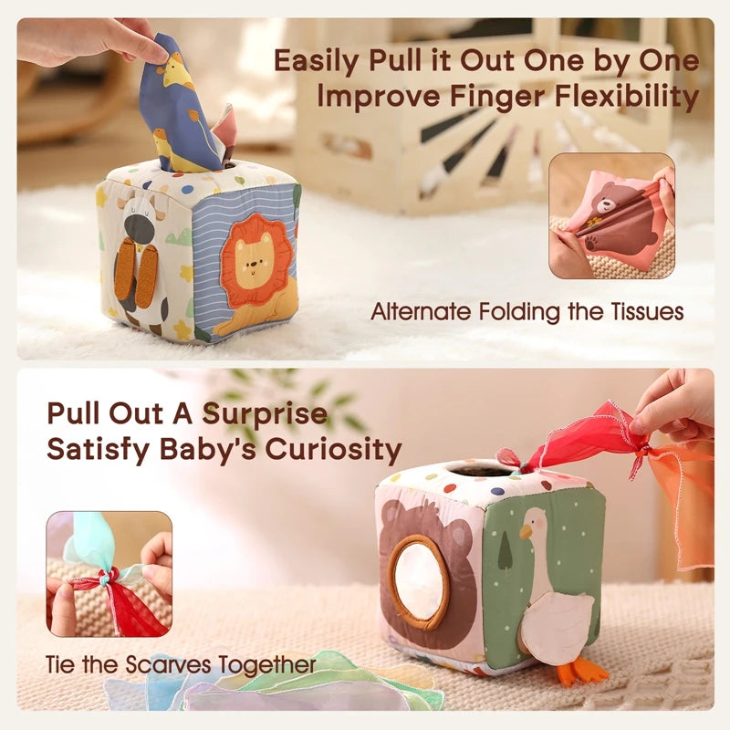 Baby Toddler Soft Toy Surprise Tissue Box