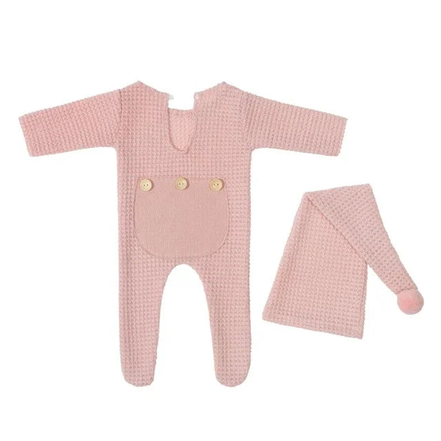 Knitted Newborn Sleepy Baby Romper for Photoshoot