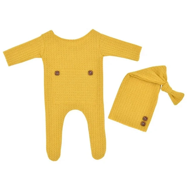 Knitted Newborn Sleepy Baby Romper for Photoshoot